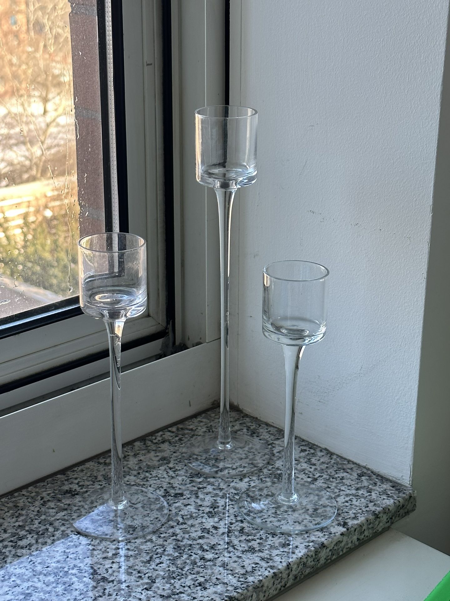 Three Tiered Stemmed Glass Candleholders