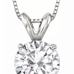 1.51cts Natural round Diamond Solitaire Pendant Necklace 14kt White Gold