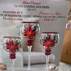 Hand Painted Glass Candle Holders