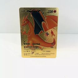 Pokemon Charizard V 220HP Gold Foil Fan Art Card 079/073