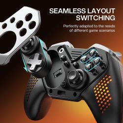 NYXI Flexi Wireless PC Controller, 1000Hz Polling Rate Hall Effect Joystick, Interchangeable D-pad&Left Joystick, 4 Mppable Buttons, 800mAh, Adjustabl