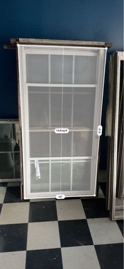 White Double-Hung Window with Grilles 33x55