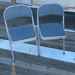 2 Metal Gold Up Chairs With Cushions 