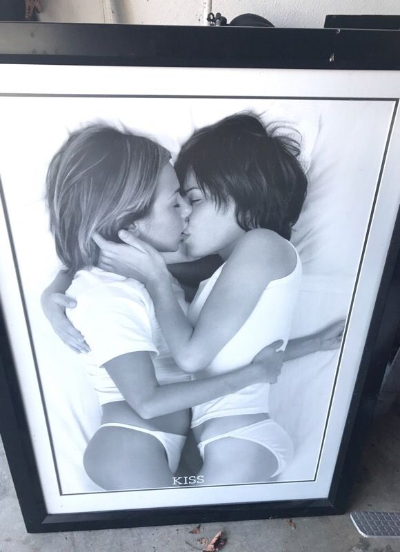 Girls kissing poster