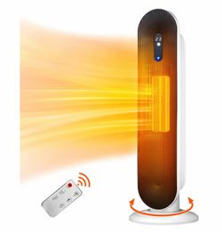 1500W Ceramic Tower Space Heater with Remote, White