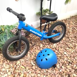 Kids Balance Bike 12” w/ Helmet Blue Swagtron