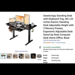 Standing Desk with Keyboard Tray, 48 x 24 Inches