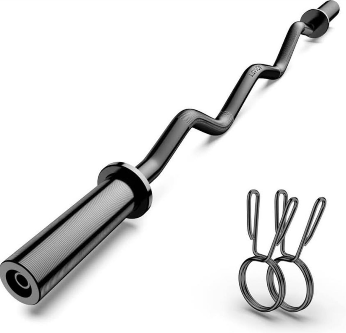 Olympic EZ Curl Barbell Bar 47", 2-Inch Curl Bar for Weight Lifting,Hip Thrusts,Squat,Biceps-Home Gym Weight Bar, Chrome Curling Bar for 2 Inch Weight