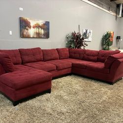❤️ Deep Red / Burgundy Sectional Sofa – Chaise – USA Made