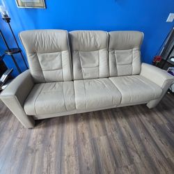 Fjords Stressless All Leather Reclining Couch 