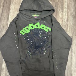 Sp5der Hoodie Slate Gray Green Hoodie Size Medium