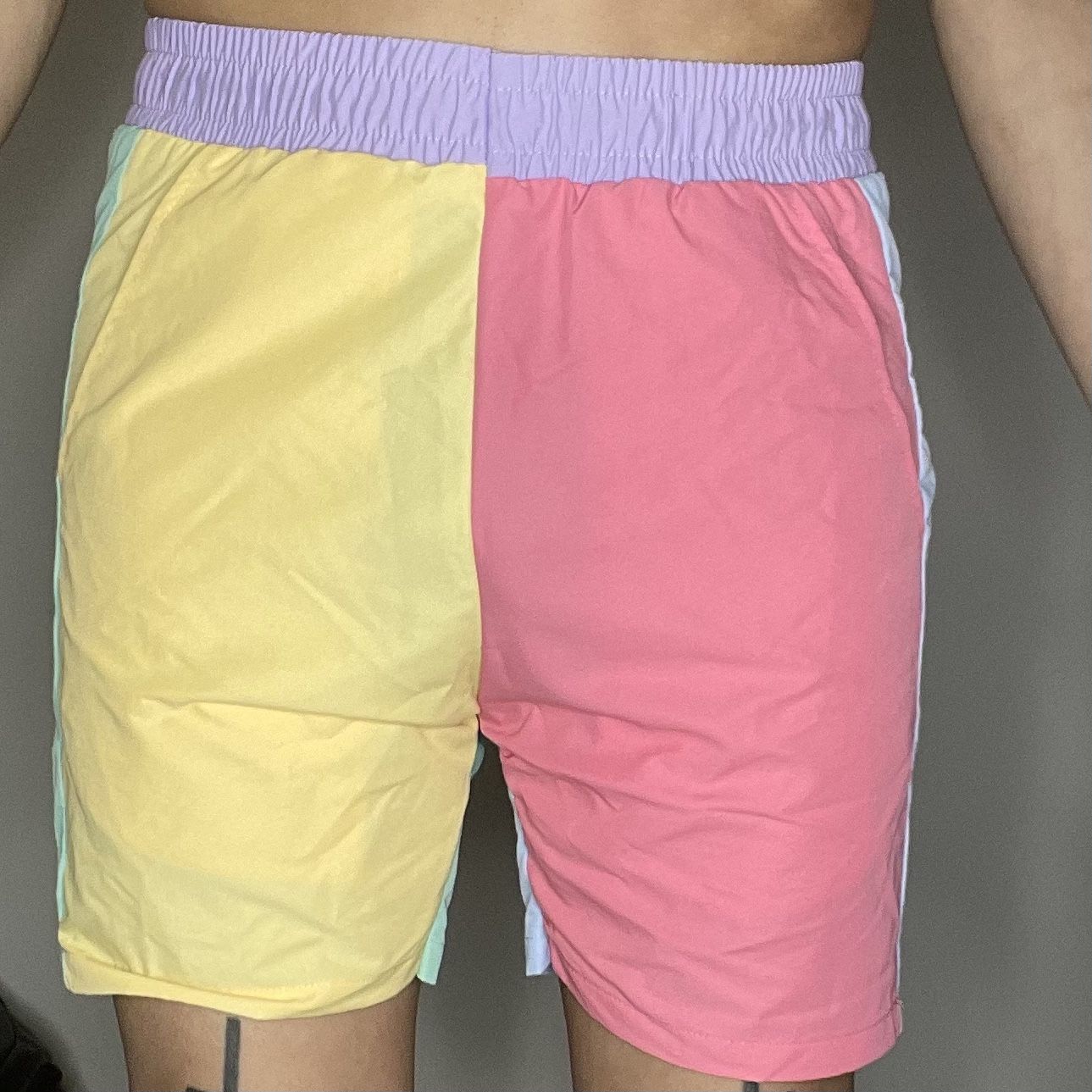 SHEIN 'Colorblock Shorts' in Pastel MEN SMALL