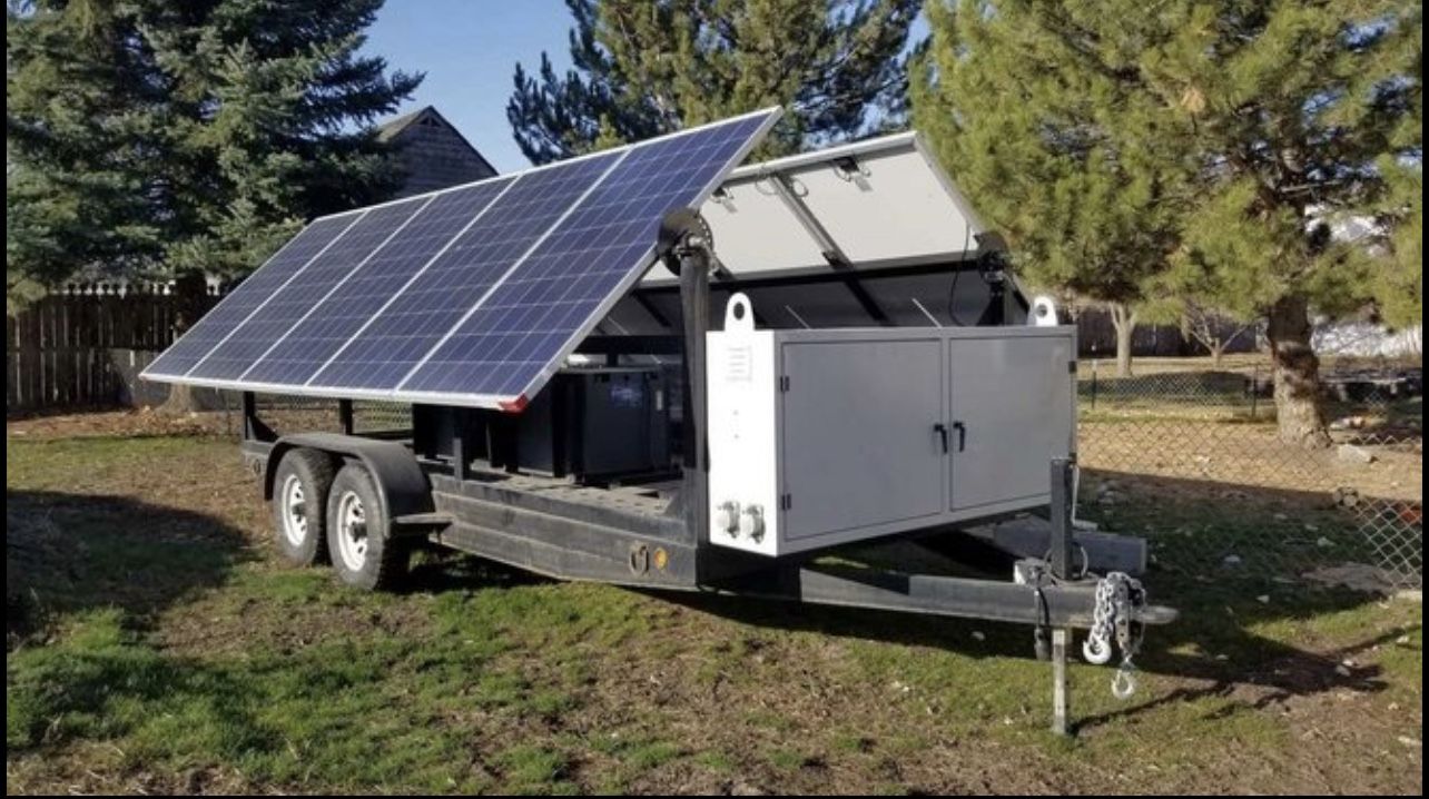 Off-Grid Power Trailer Platform (Inverters, Batteries, Solar Panels)