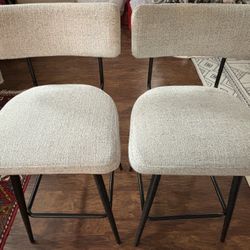 Pair of Boucle Counter Height Swivel Stools