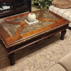 Wood And Stone Coffee Table