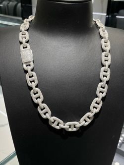 Pass Diamond Tester VVS Moissanite 15mm Puff Link Chains 22 Inch