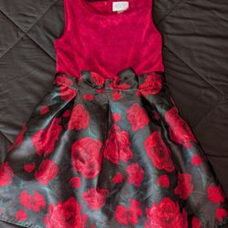 Beautiful Girls Size 6 Red And Black Rose Velvet Dress The Children's Place 