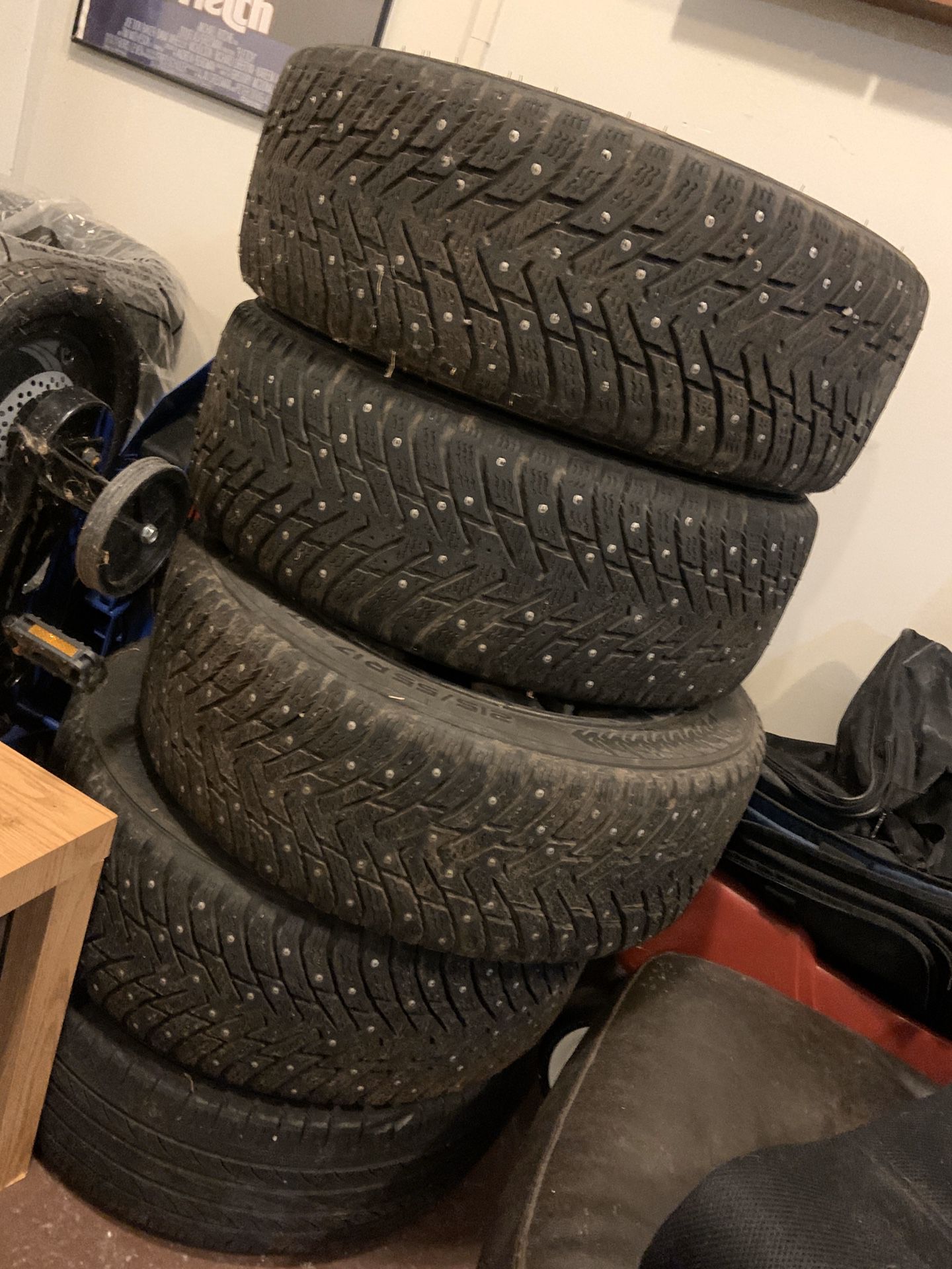 Studded Snow Tires size 215/55r17 + spare