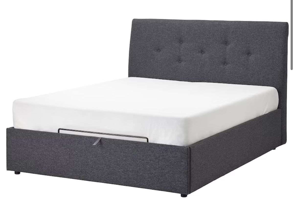 AMAZINGLY COMFORTABLE King Size Upholstered ottoman bed dark grey