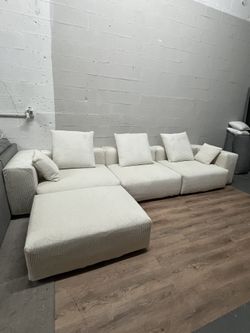 Beige Corduroy Modular Sectional (NEW IN BOXES)