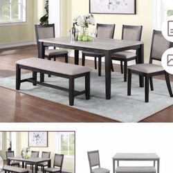 Dining Table Set With Chairs And Bench 