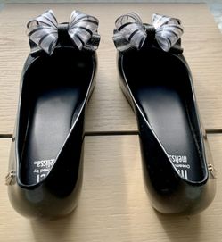 Mini Melissa Ultragirl Sweet Bow Black with Striped Bow Girl Shoes (Size US 1 / EU 32 / BR 30)