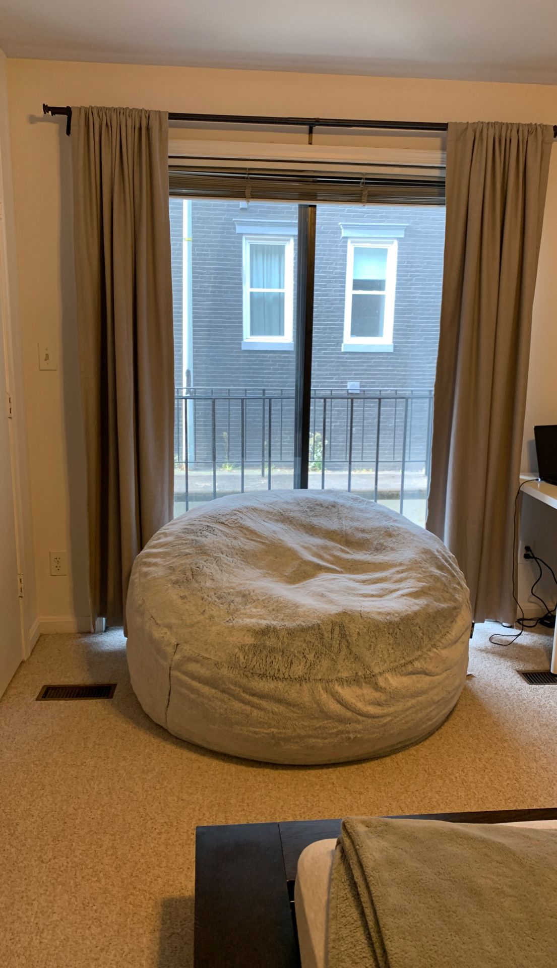 Faux fur memory foam bean bag