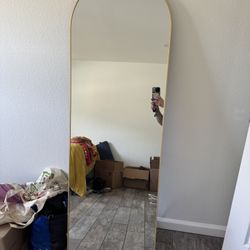 64”x21” Arched Gold Full Length Mirror With Stand 