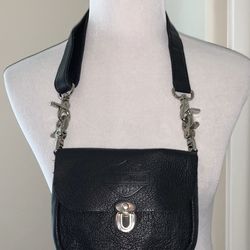HARLEY-DAVIDSON JET BLACK LEATHER BELT/SHOULDER BAG 