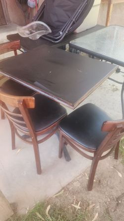 Black Table with 3 Wood Chairs