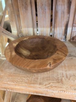 Hand-Carved Teak Wood Bowl