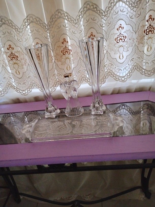 Four Pieces No Shipping Leg Crystal Angel Candle Holder To Crystal Vase Swan Crystal Trey