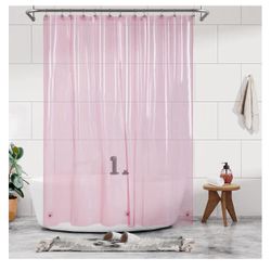 Barossa Design Clear Pink Long Shower Curtain Liner