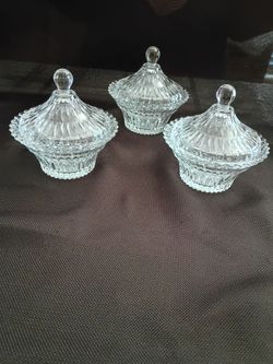 3 crystal candy dishes