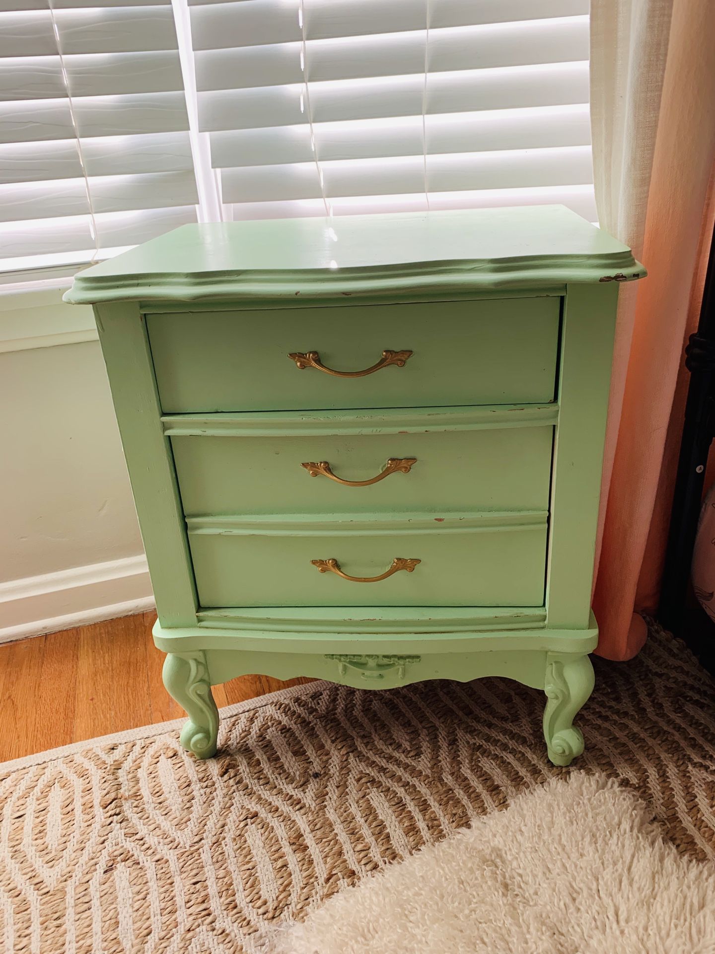 Mint green shabby chic end table
