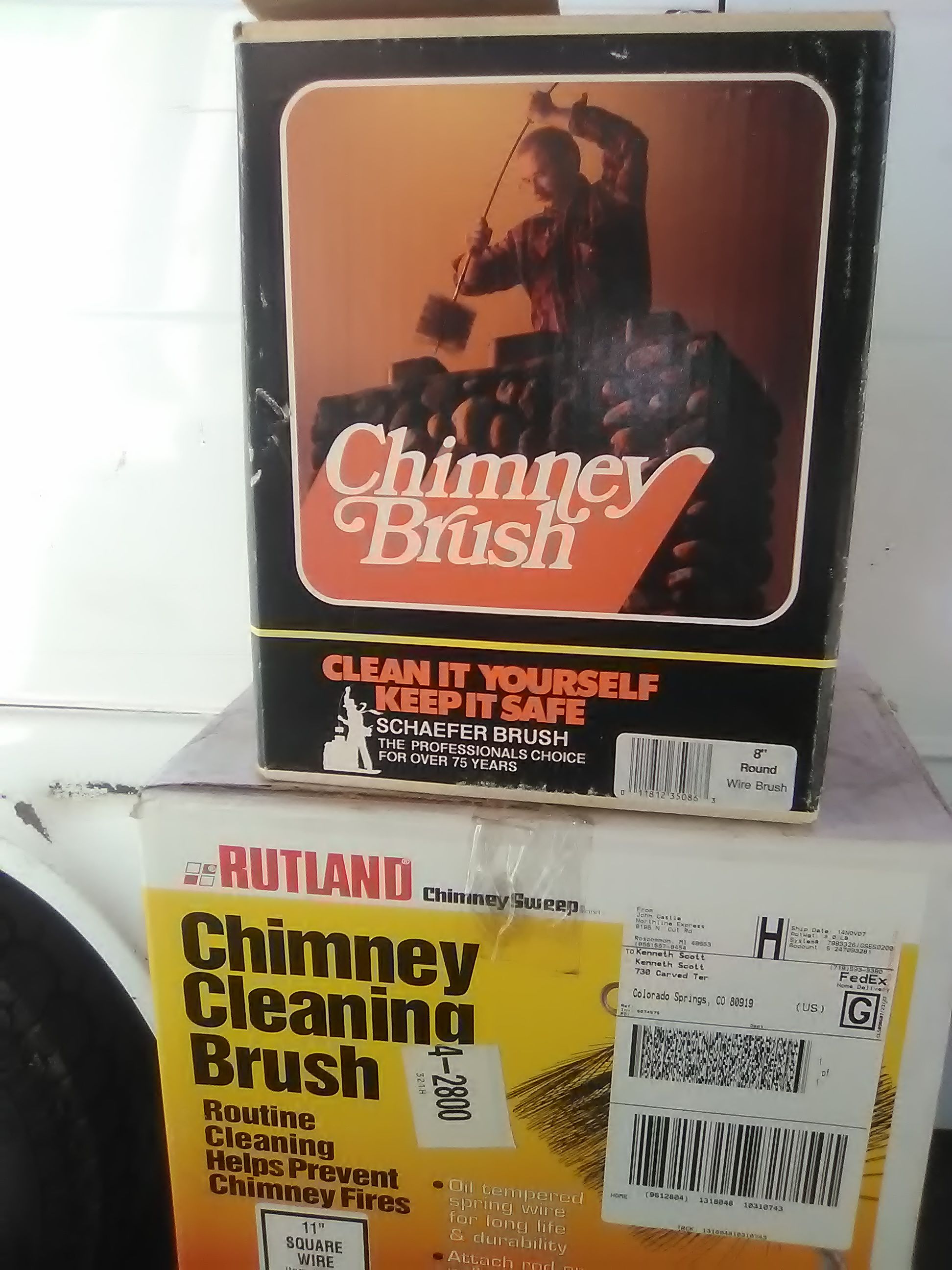 Chimney or stove pipe cleaning brushes