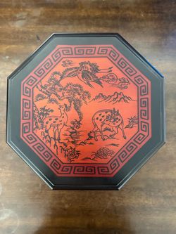 Vintage  Asian Octagonal Lacquer Multi Compartment Box