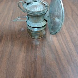 Antique 1930s Brass Carbide Miners Helmet Lamp