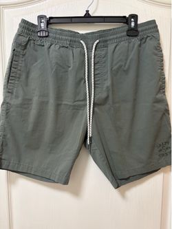 Salty Crew Men's Green Solid Walkshorts Elastic Waist Drawstring Logo 8" Insean