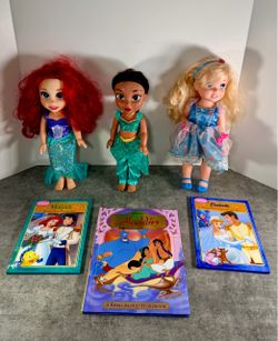 Disney Princess Dolls and Books Bundle