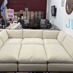 Pit Style Feather Cloud Oversized Sectional Sofa Couch 