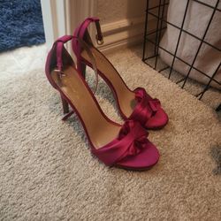 Pink Satin Strappy Heels