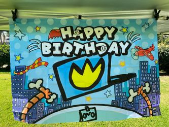 Dog Man Birthday Party Backdrop Banner