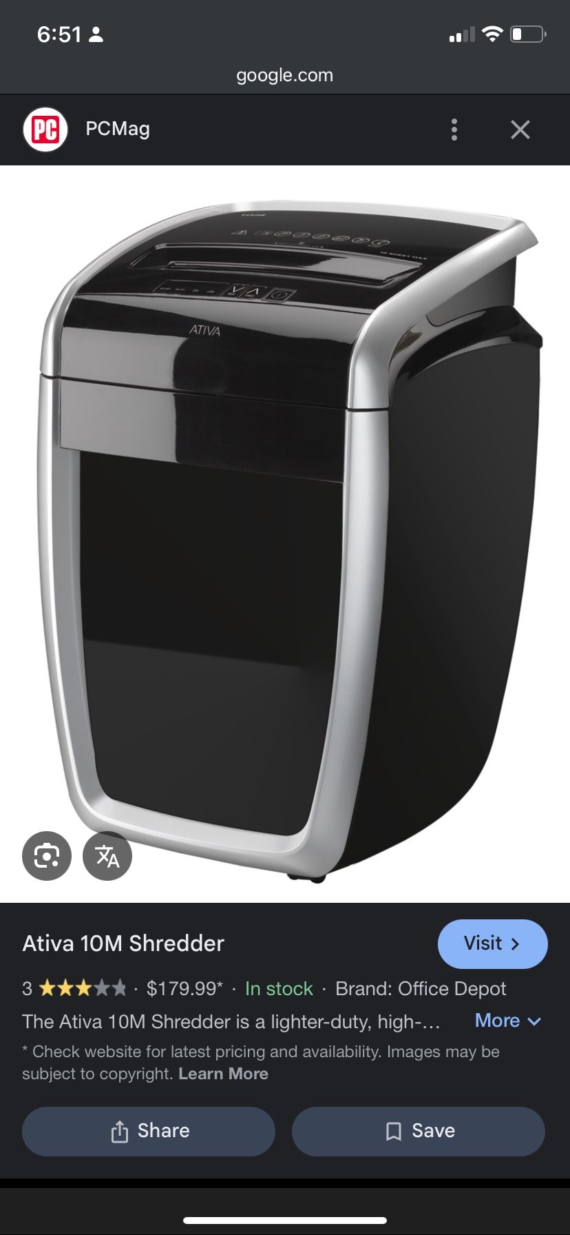 Ativa 10M High Security Microcut Paper Shredder