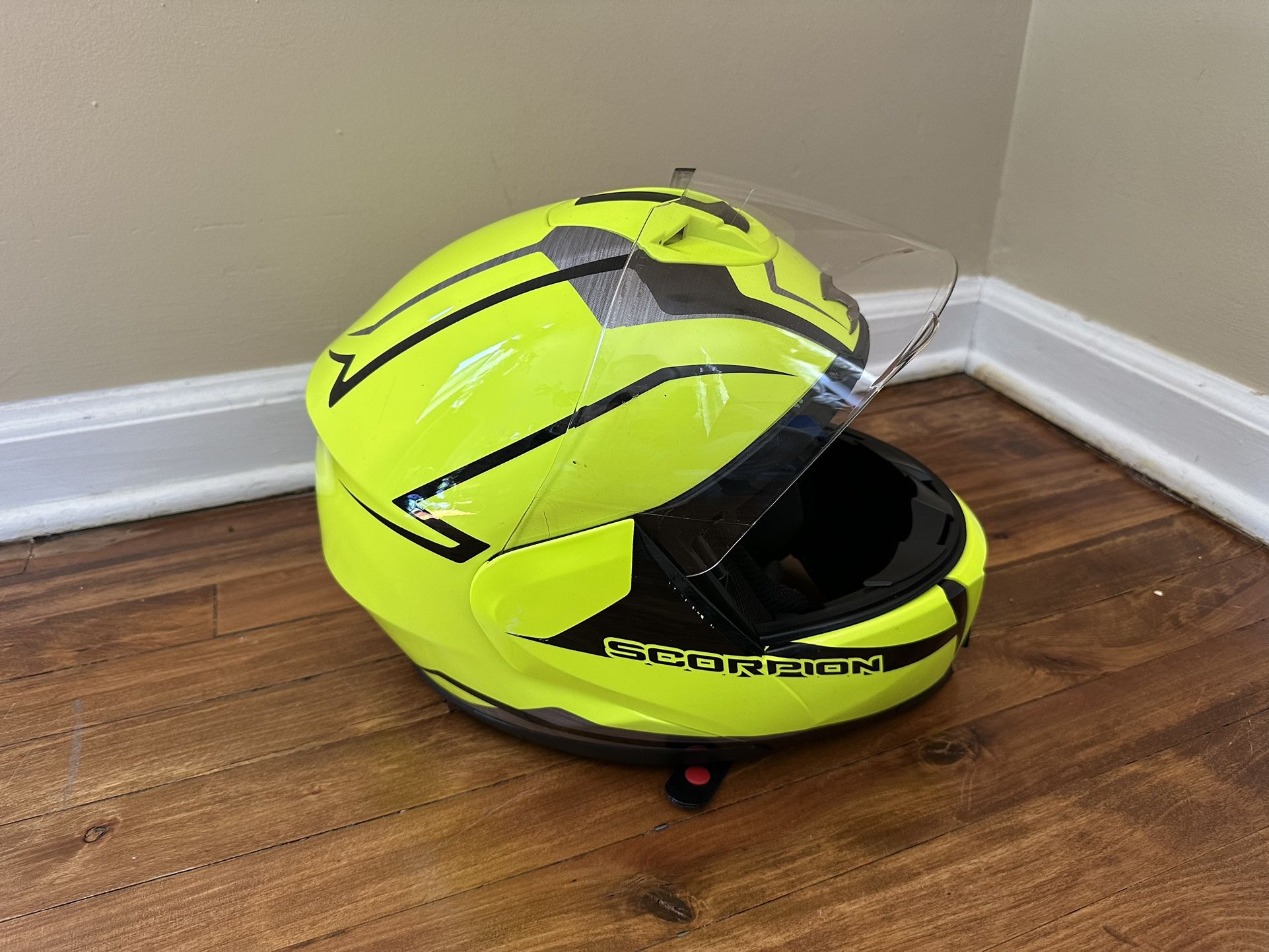 XL Scorpion Exo-900x Hi-viz Modular Motorcycle Helmet Tinted drop-down Visor