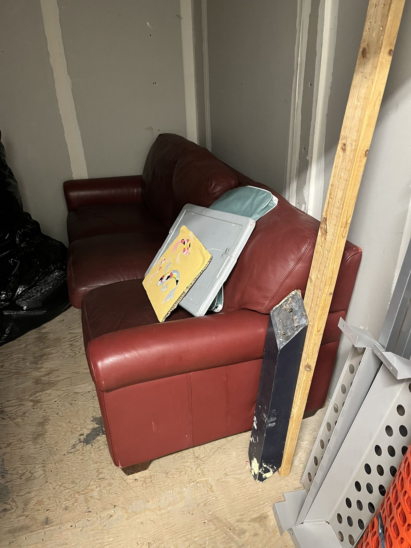 Free Red Leather Couch-pickup today