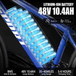 48V 10.4Ah long-range electric mountain bike, with a maximum range of 45 miles