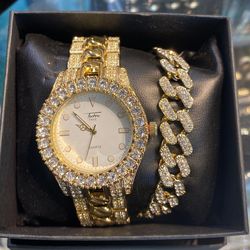 Techno Pave Watch & Bracelet Set