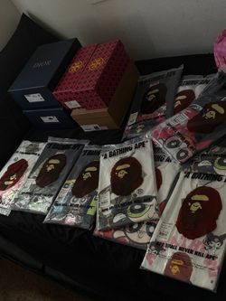 Bape tee, designer shoes, womens sandals