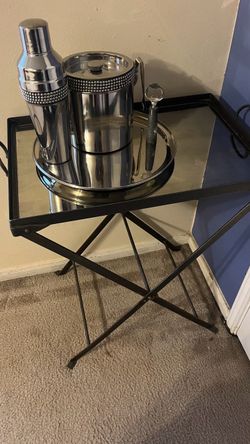Arhaus Mirrored Tray Table with X-Base Frame